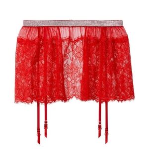 Victoria's Secret Very Sexy Shine Lace Skirt with Garters Diamond Waist M/L NWT